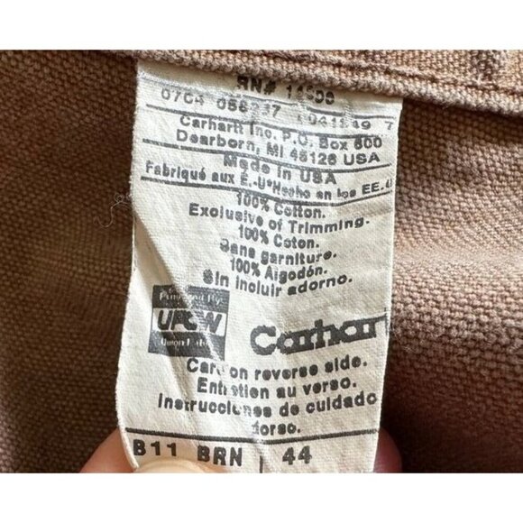 Vtg Carhartt Pants B11 Brown Canvas Dungaree Carpenter Workwear Y2K Mens 44x29 - Picture 7 of 7